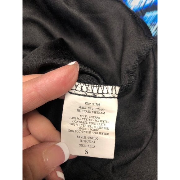 Lily Rose Maxi Dress Womens Size Small Black Lace Top Blue Chevron Sleeveless - Picture 7 of 9